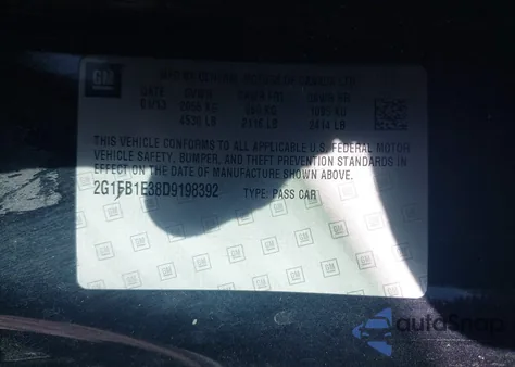 2013 Chevrolet Camaro 1Lt z USA, uszkodzony, nr VIN 2G1FB1E38D9198392